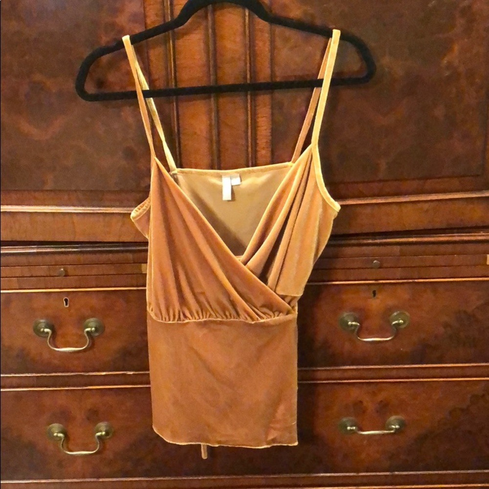 Mustard yellow velvet wrap top